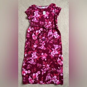 J. Jill Burgundy and Pink Floral Dress